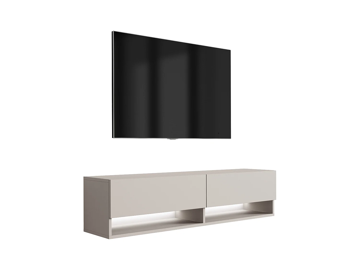 Meuble TV 140 cm Cachemire, LED blanc, 140 x 32 x 34 cm