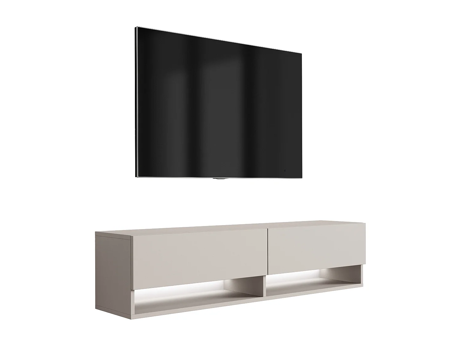 Meuble TV 140 cm Cachemire, LED blanc, 140 x 32 x 34 cm