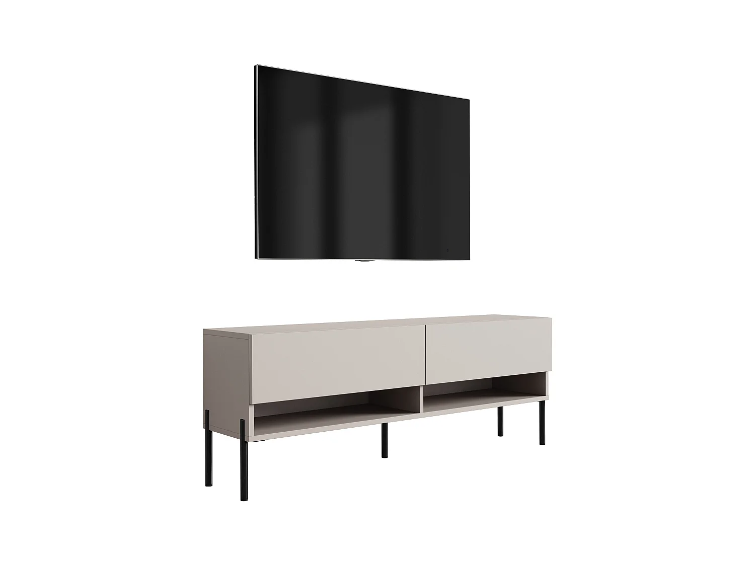 Meuble TV 140 cm Cachemire, pieds droits noirs, 140 x 32 x 52 cm