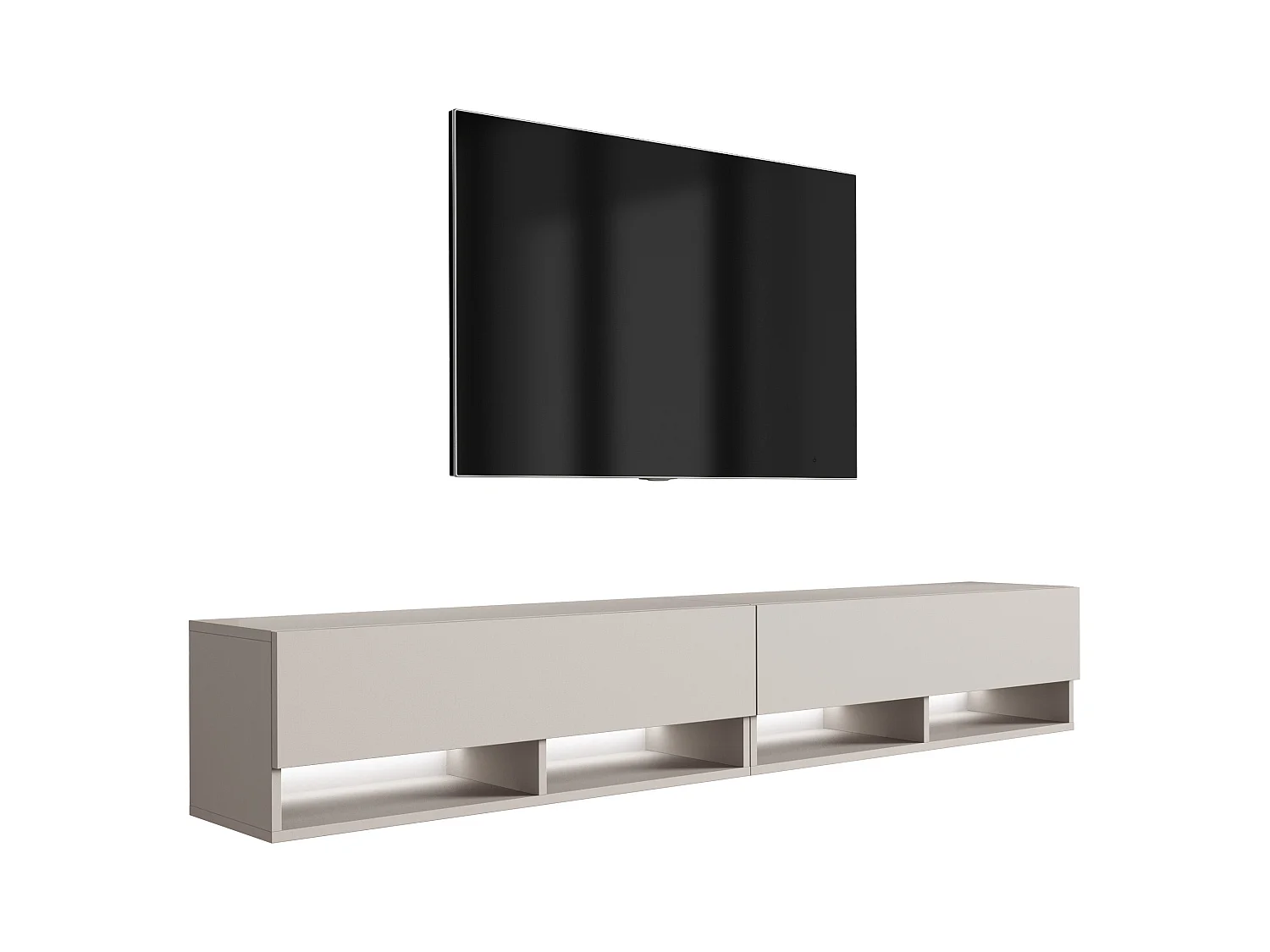 Meuble TV 200 (2 x 100) cm Cachemire, LED blanc, 200 x 32 x 52 cm