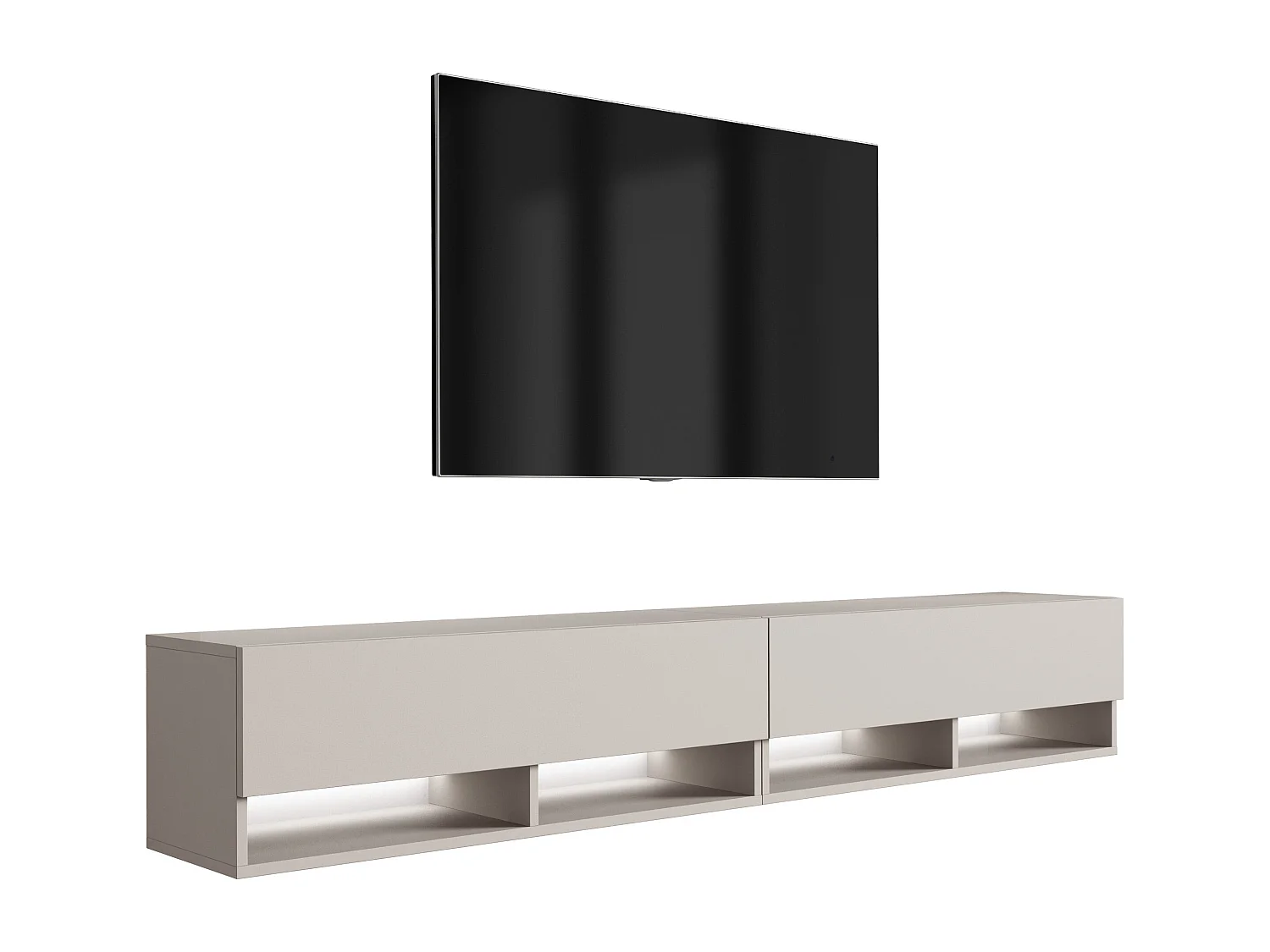 Meuble TV 200 (2 x 100) cm Cachemire, LED blanc, 200 x 32 x 52 cm