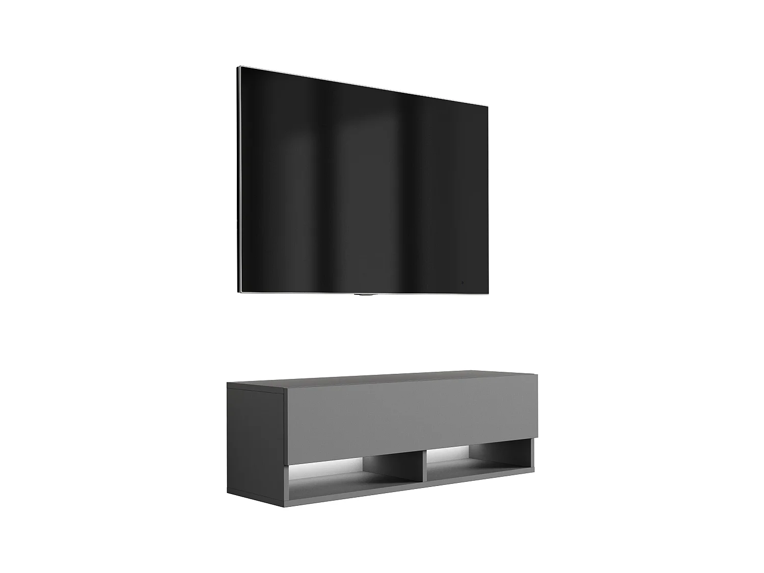 Meuble TV 100 cm Anthracite, LED blanc, 100 x 32 x 34 cm