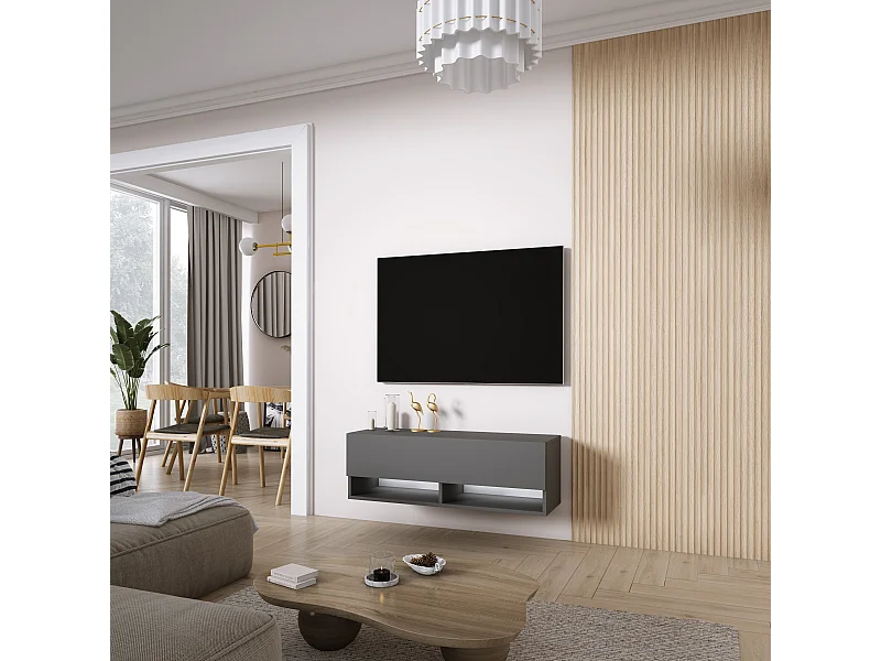 Suporte de TV 100 cm Antracite, LED branco, 100 × 32 × 34 cm
