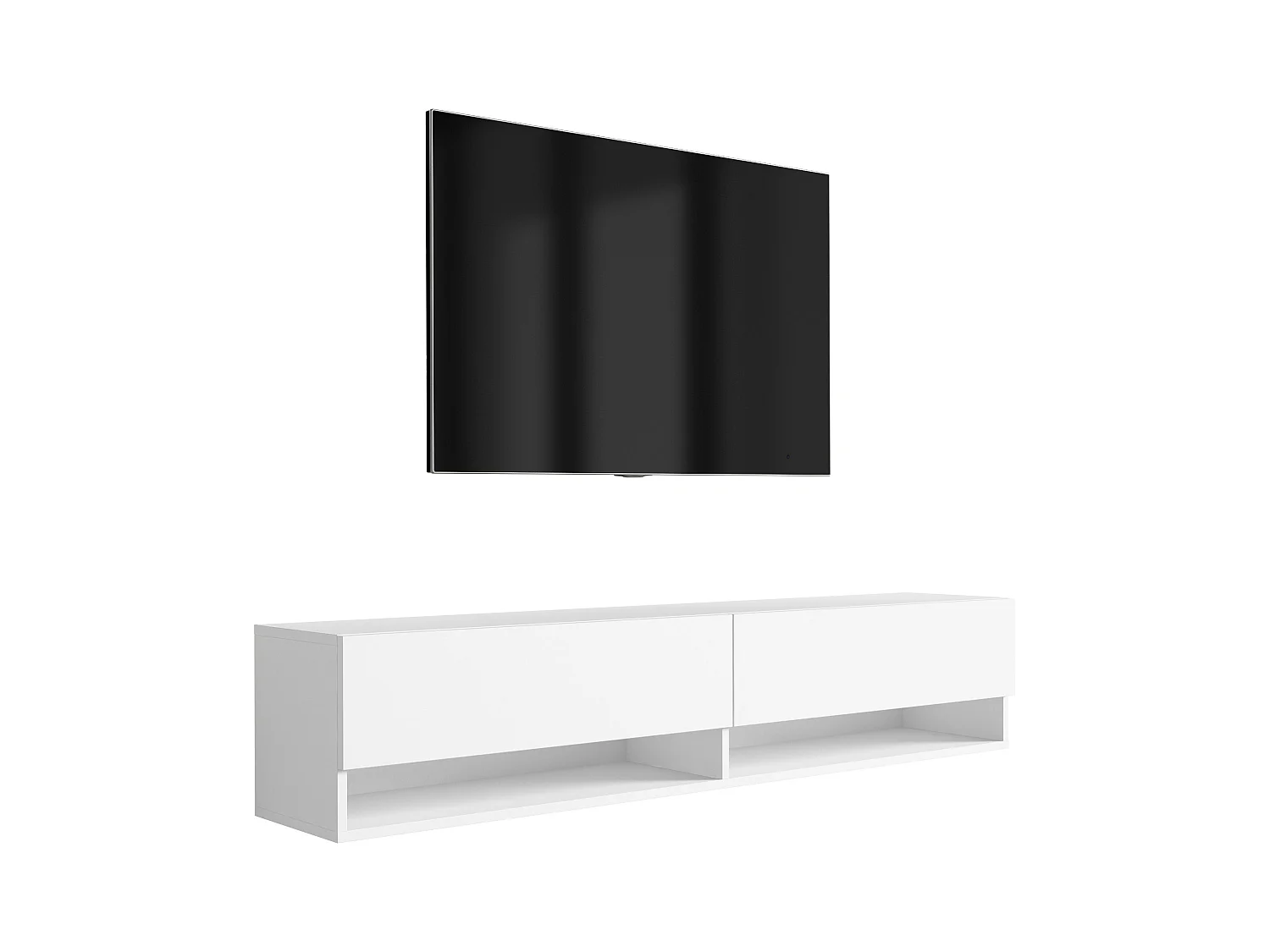 Meuble TV 170 cm Blanc Mat, 170 x 32 x 34 cm