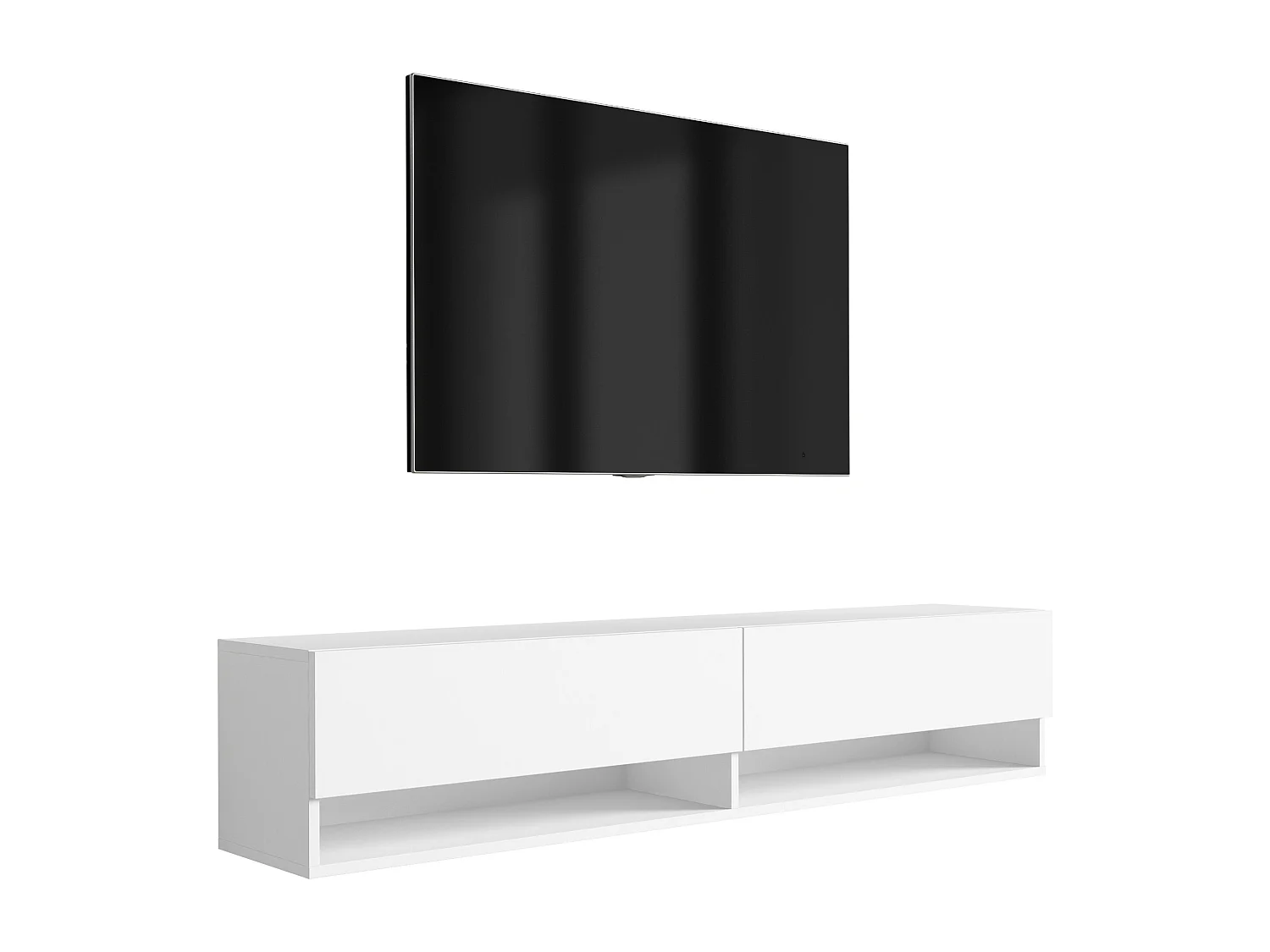 Meuble TV 170 cm Blanc Mat, 170 x 32 x 34 cm