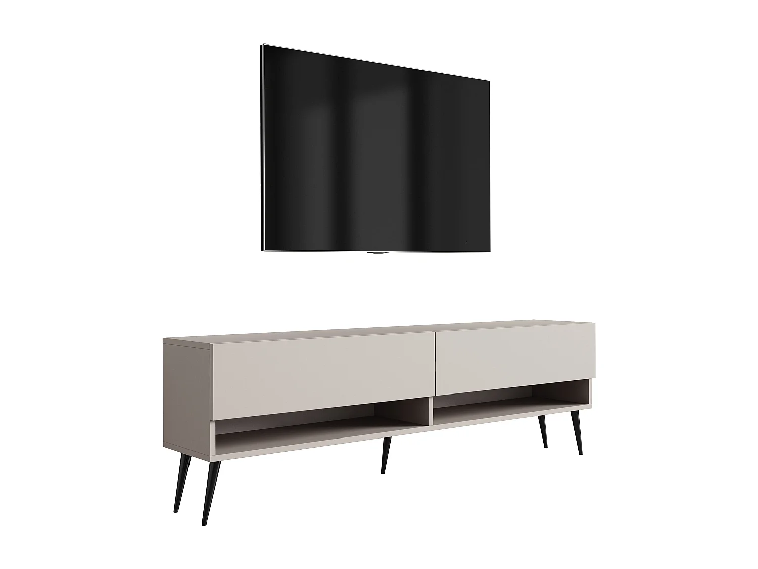 Mobile TV 170 cm Cachemire, gambe nere inclinate, 170 × 32 × 52 cm