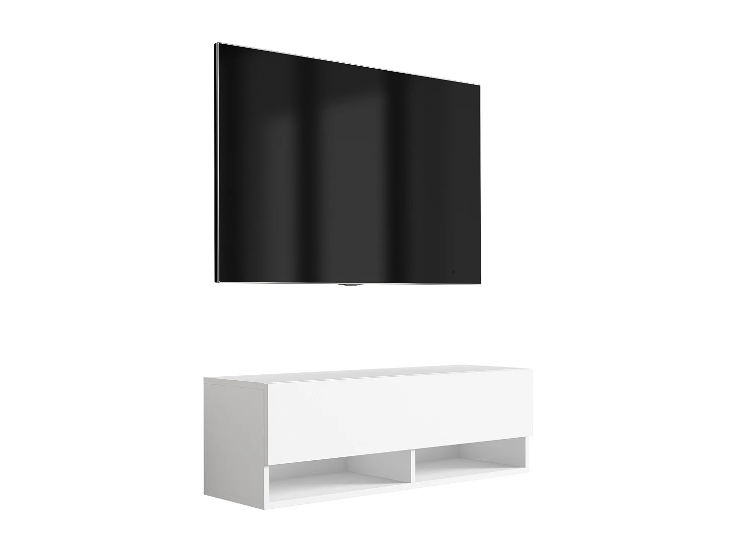 Meuble TV 100 cm Blanc Mat, 100 x 32 x 34 cm