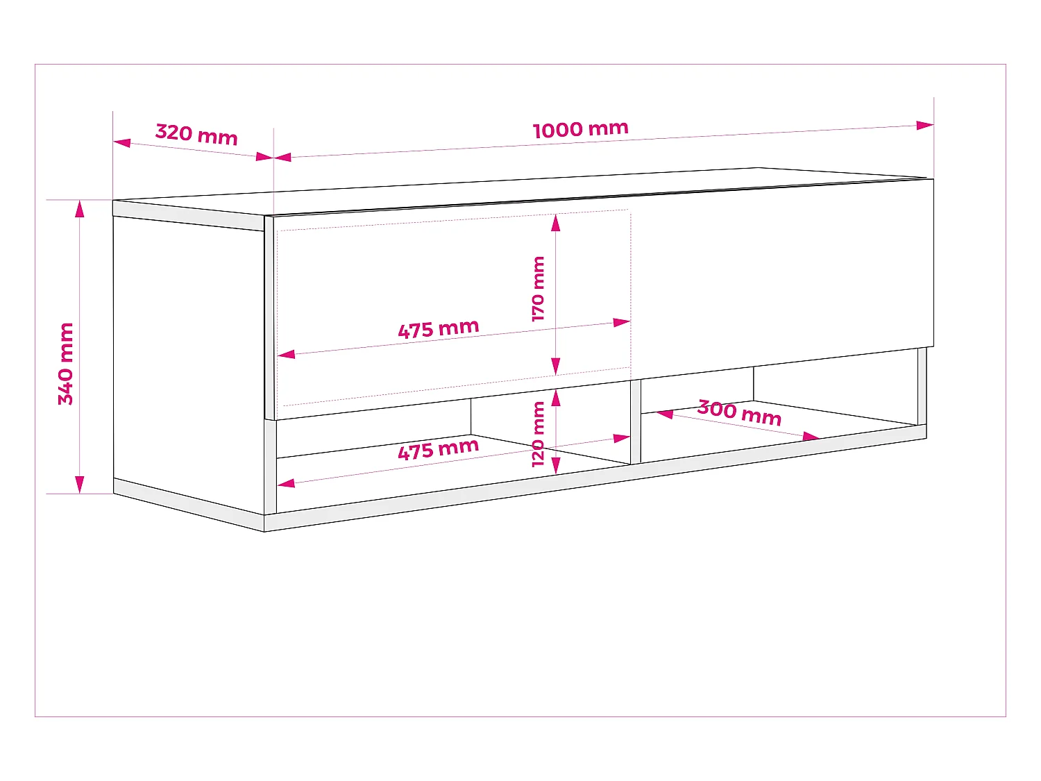 Meuble TV 100 cm Chêne Craft, LED blanc, 100 x 32 x 34 cm