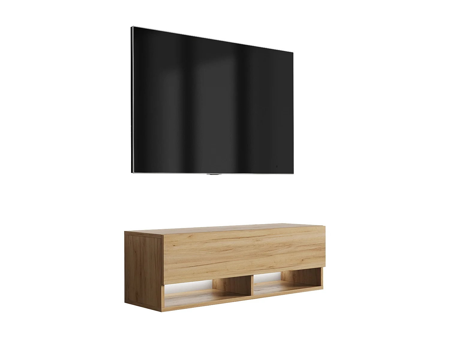 Meuble TV 100 cm Chêne Craft, LED blanc, 100 x 32 x 34 cm