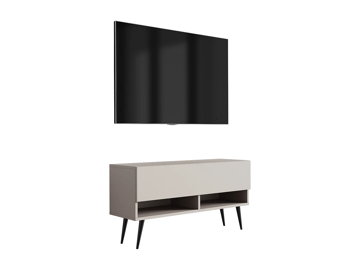 Mueble TV 100 cm Cachemira, patas negras abiertas, 100 × 32 × 52 cm