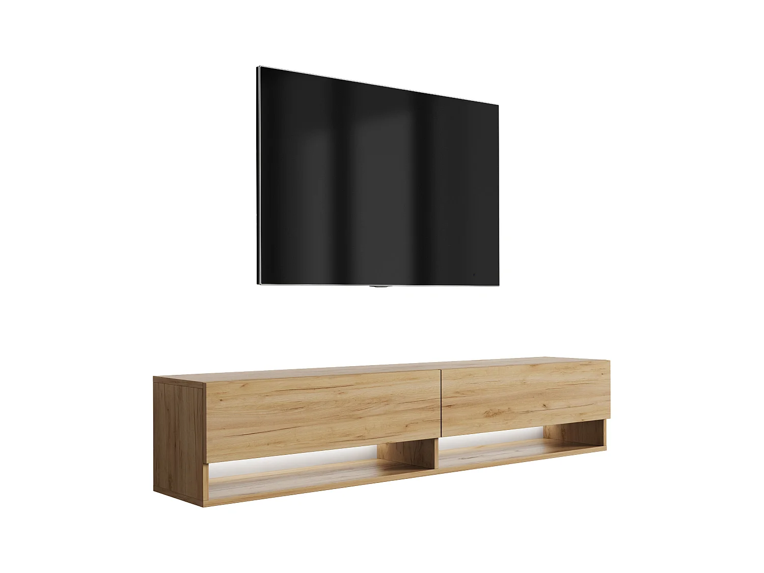 Meuble TV 170 cm Chêne Craft, LED blanc, 170 x 32 x 34 cm