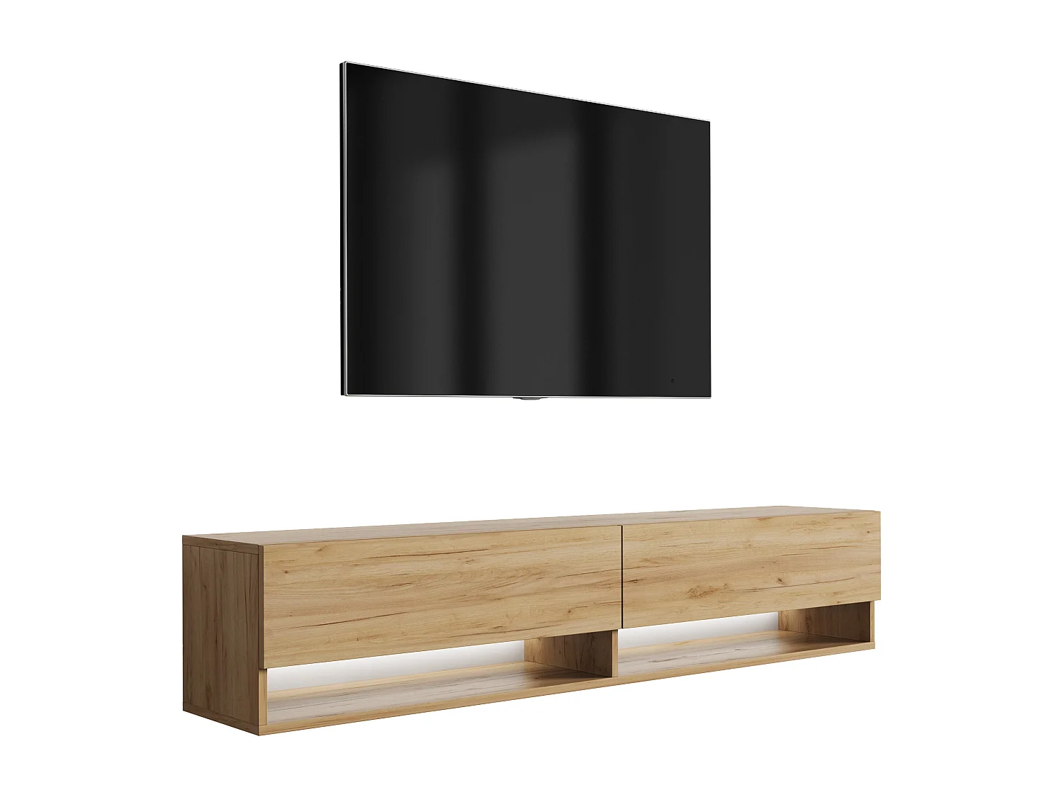 Meuble TV 170 cm Chêne Craft, LED blanc, 170 x 32 x 34 cm