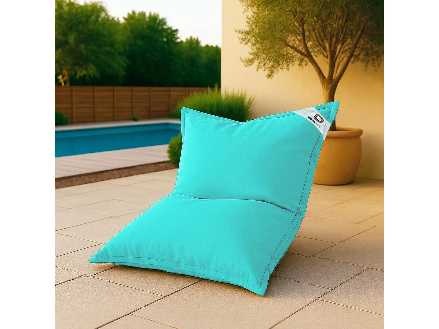 Housse pour Pouf Géant XL 120x80cm - Bleu Caraïbes