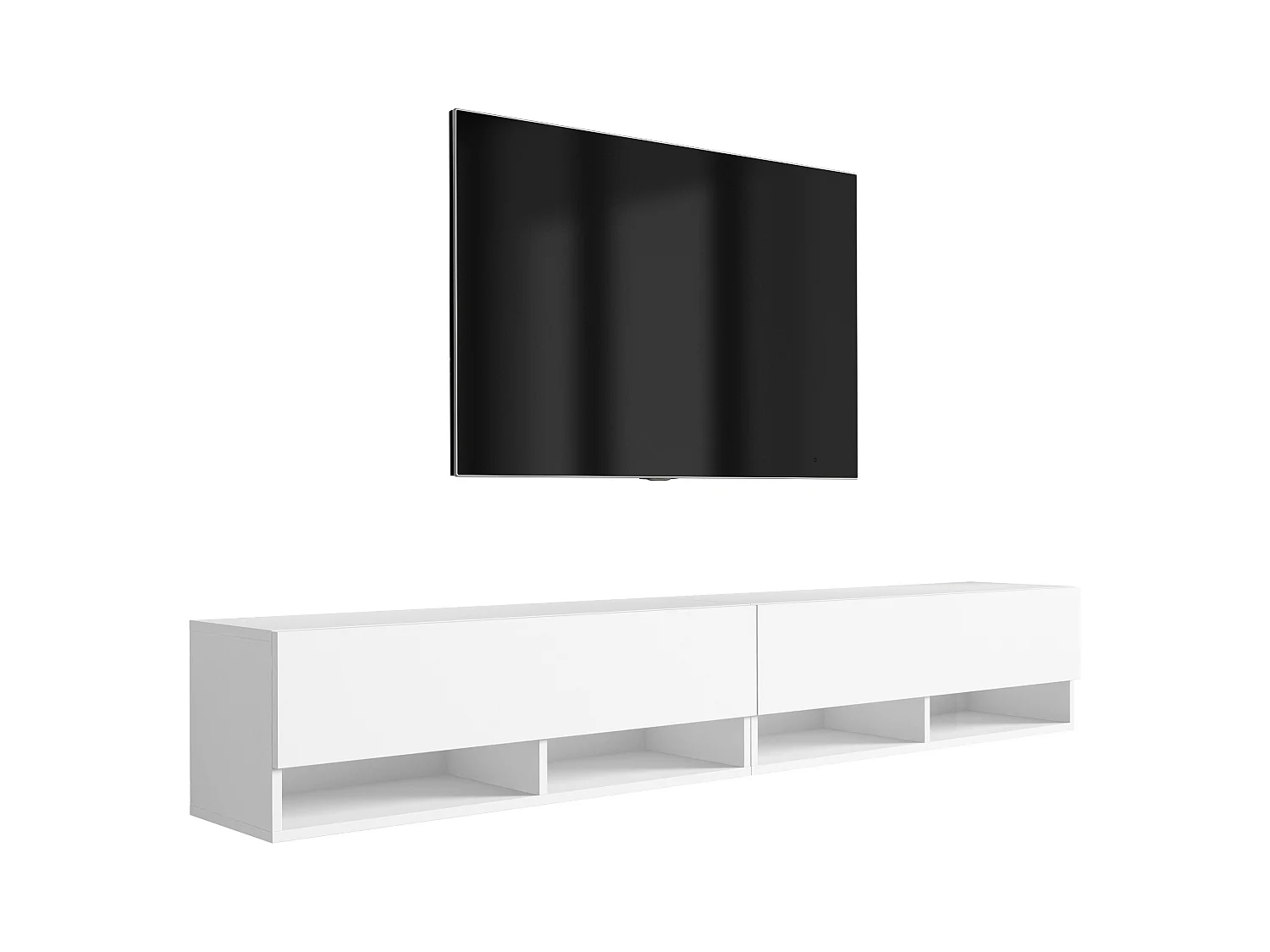Meuble TV 200 (2 x 100) cm Blanc Mat, 200 x 32 x 52 cm