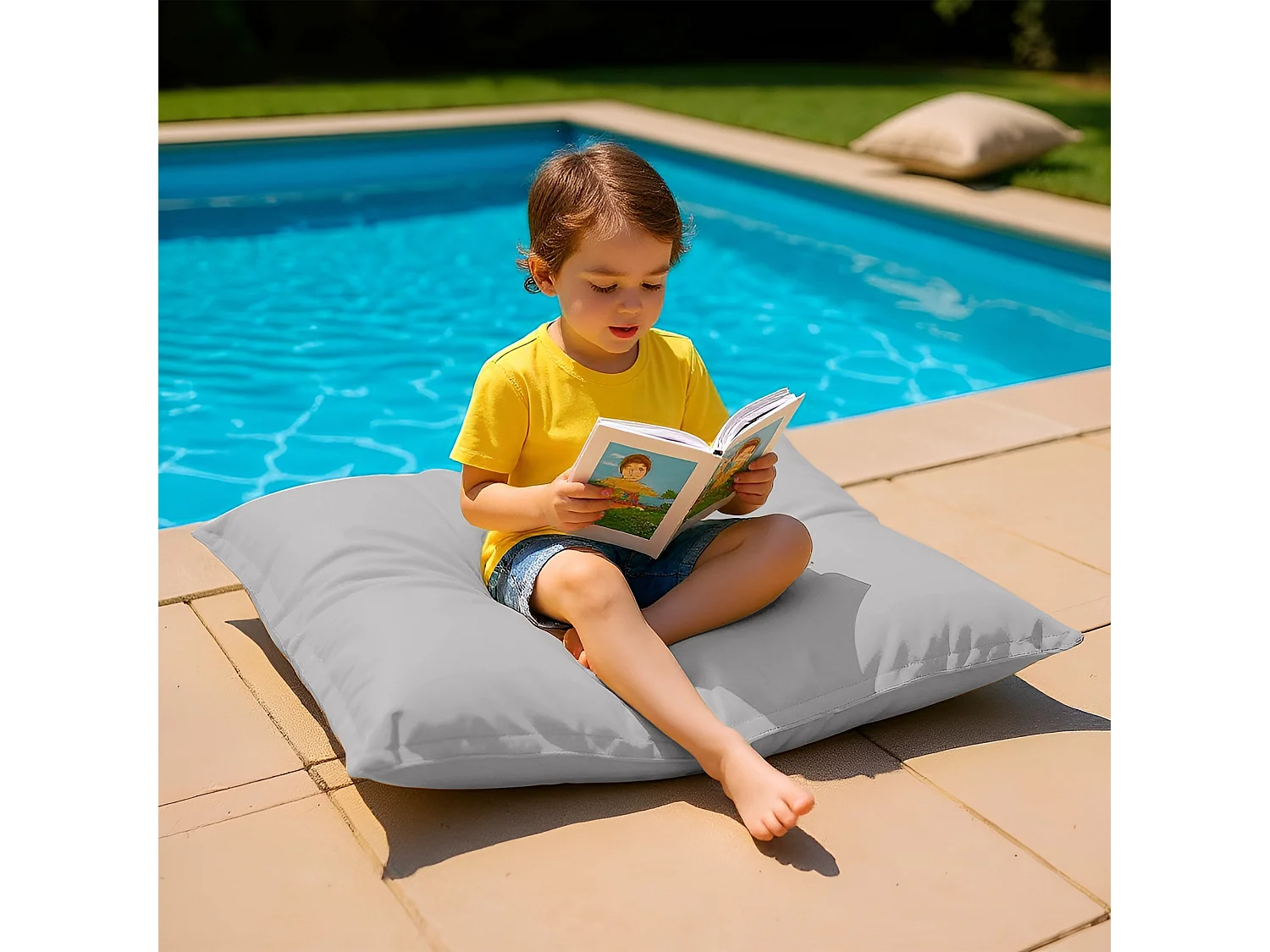 Housse pour Pouf Géant XL 120x80cm - Gris galet