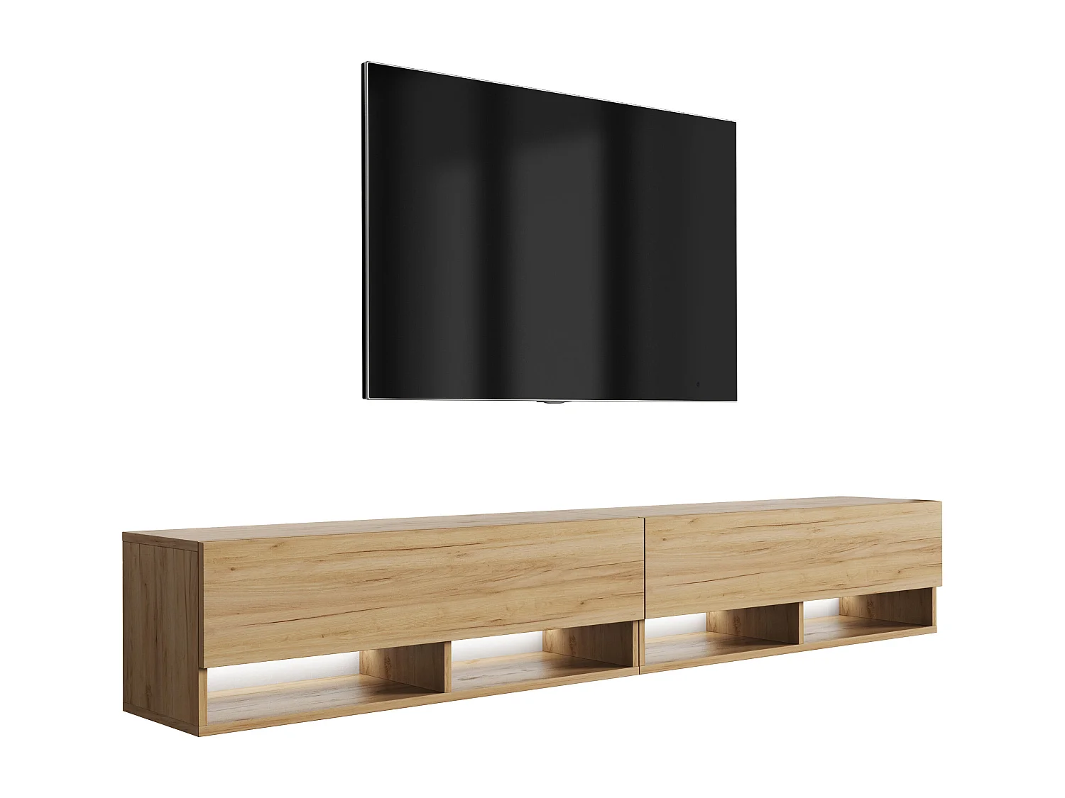 Meuble TV 200 (2 x 100) cm Chêne Craft, LED blanc, 200 x 32 x 52 cm