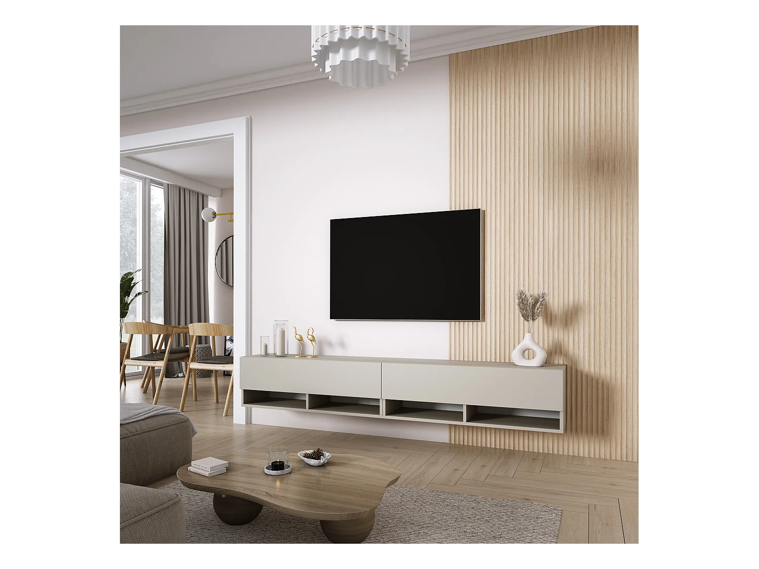TV-Lowboard 200 (2 x 100) cm Kaschmir, 200 × 32 × 34 cm