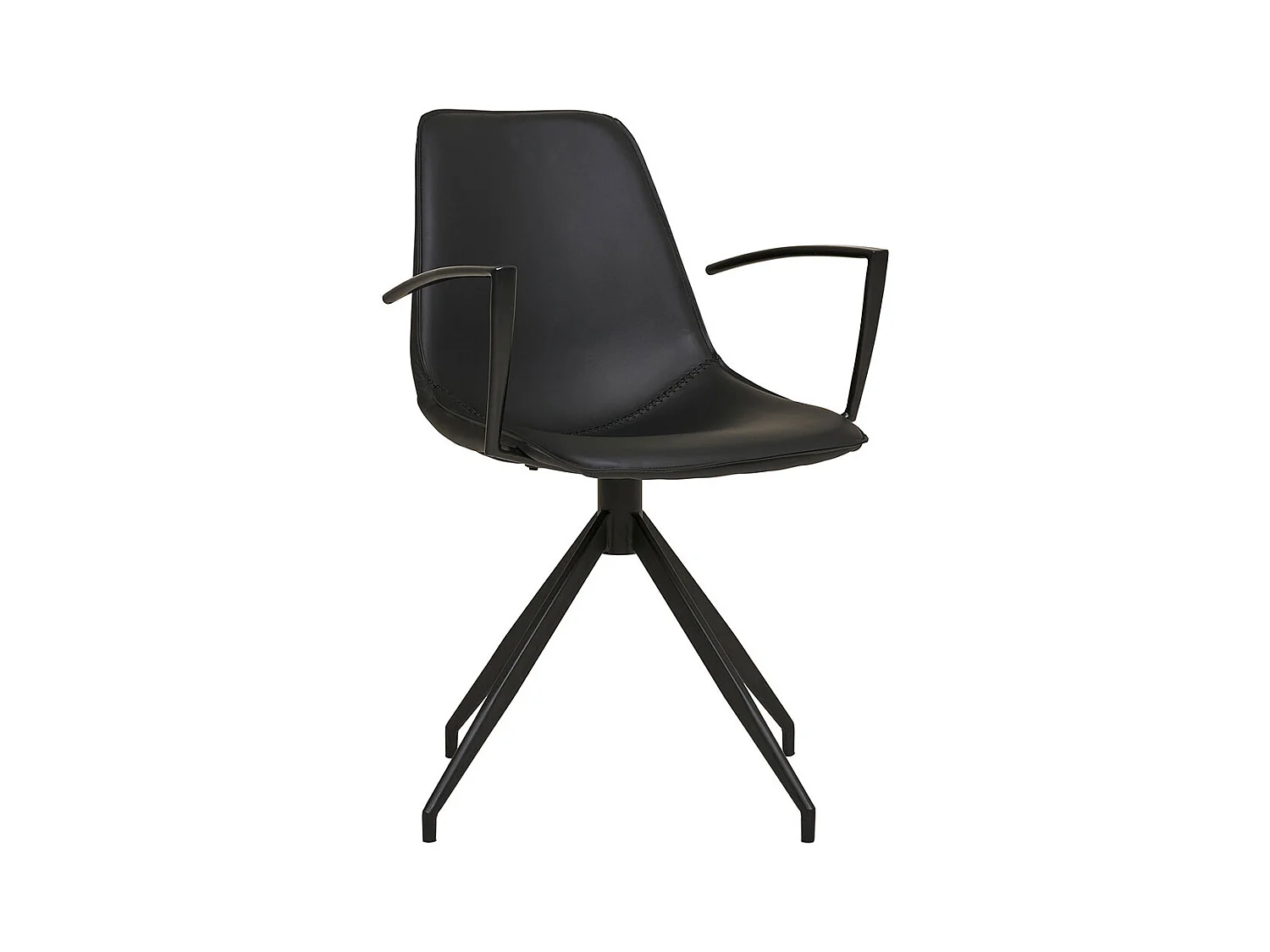 Monaco chaise de salle à manger pied rotatif, accoudoirs, PU similicuir noir.