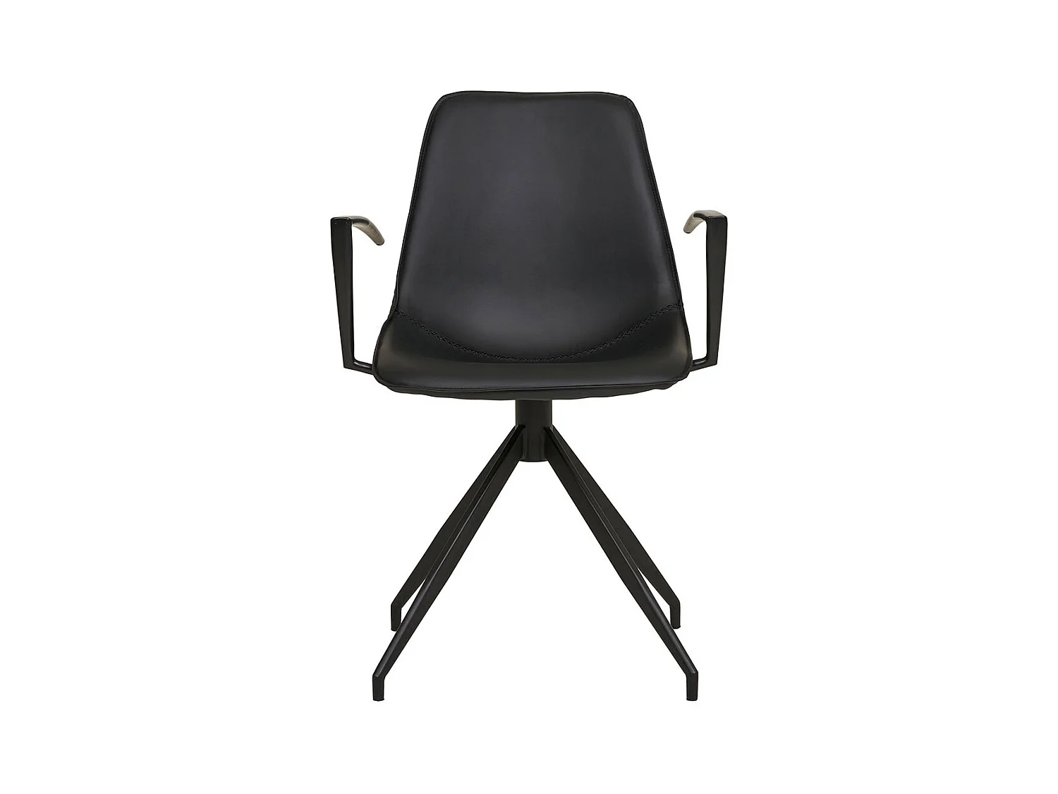 Monaco chaise de salle à manger pied rotatif, accoudoirs, PU similicuir noir.