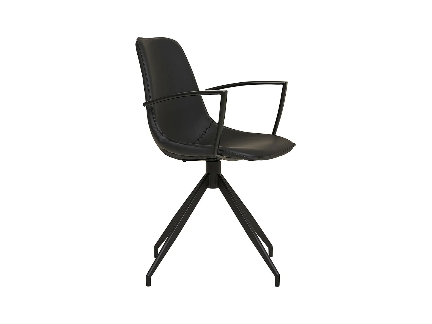 Monaco chaise de salle à manger pied rotatif, accoudoirs, PU similicuir noir.