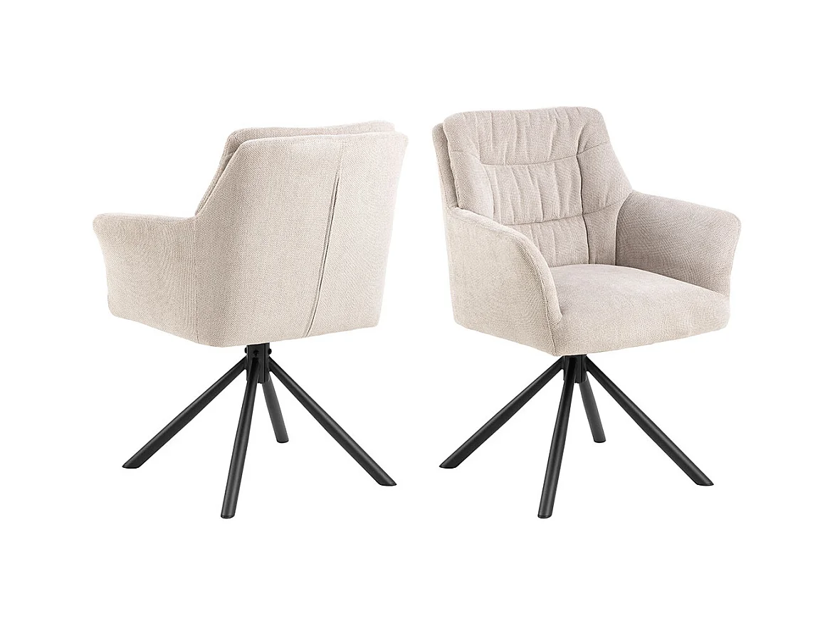 Alonso chaise de salle à manger avec accoudoirs tissu beige.