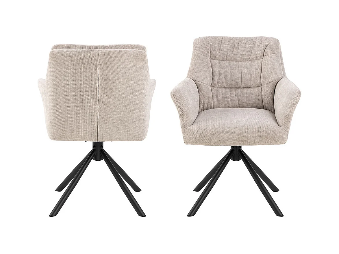 Alonso chaise de salle à manger avec accoudoirs tissu beige.
