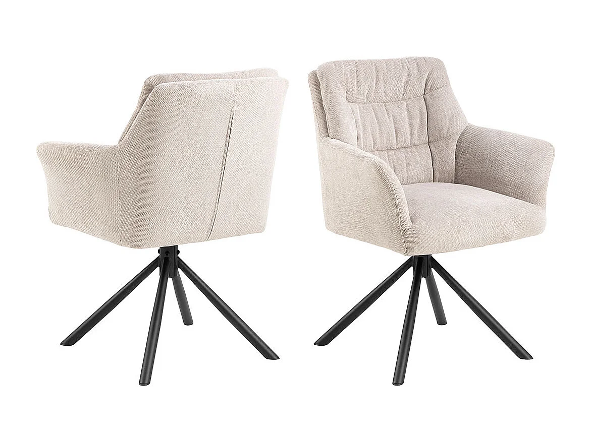 Alonso chaise de salle à manger avec accoudoirs tissu beige.
