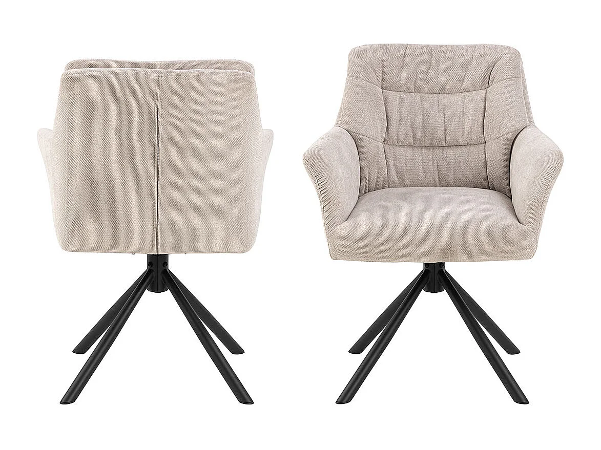 Alonso chaise de salle à manger avec accoudoirs tissu beige.
