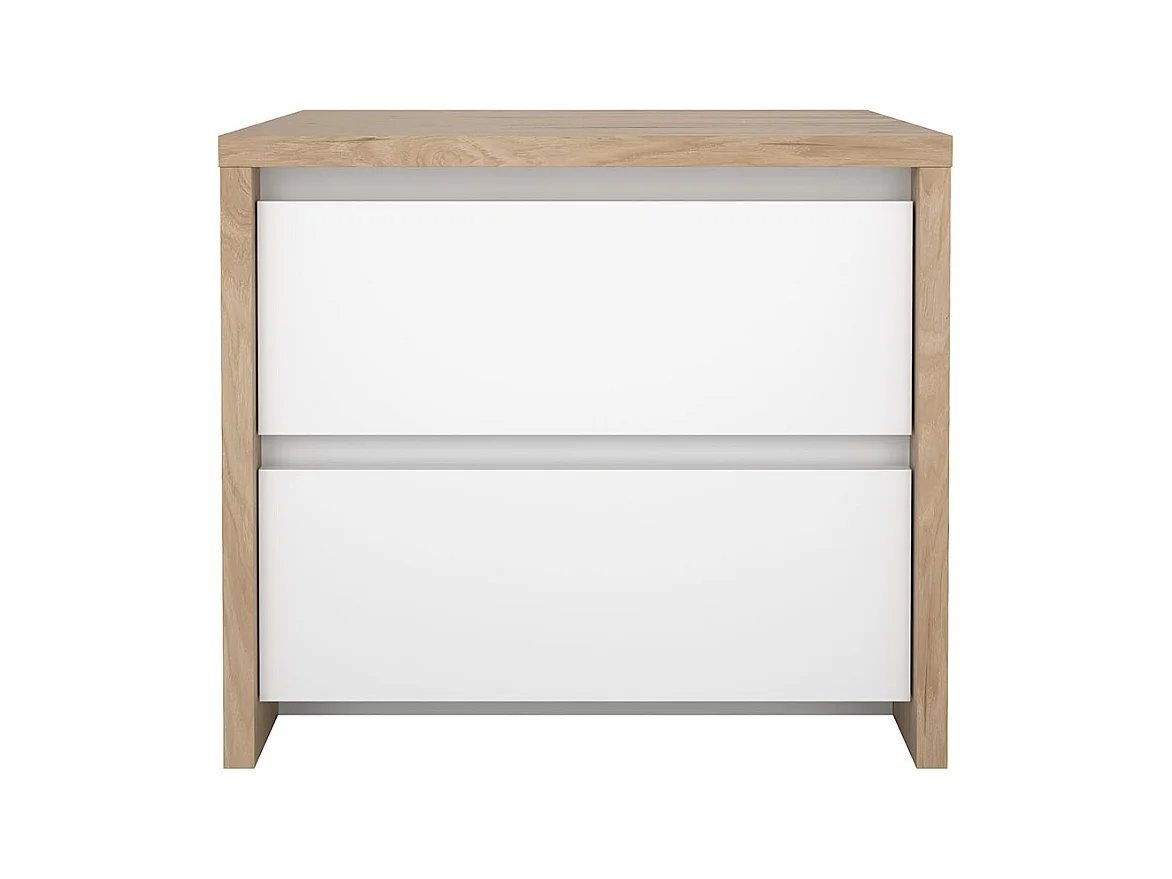 Next table de nuit 2 tiroirs blanc brillant.