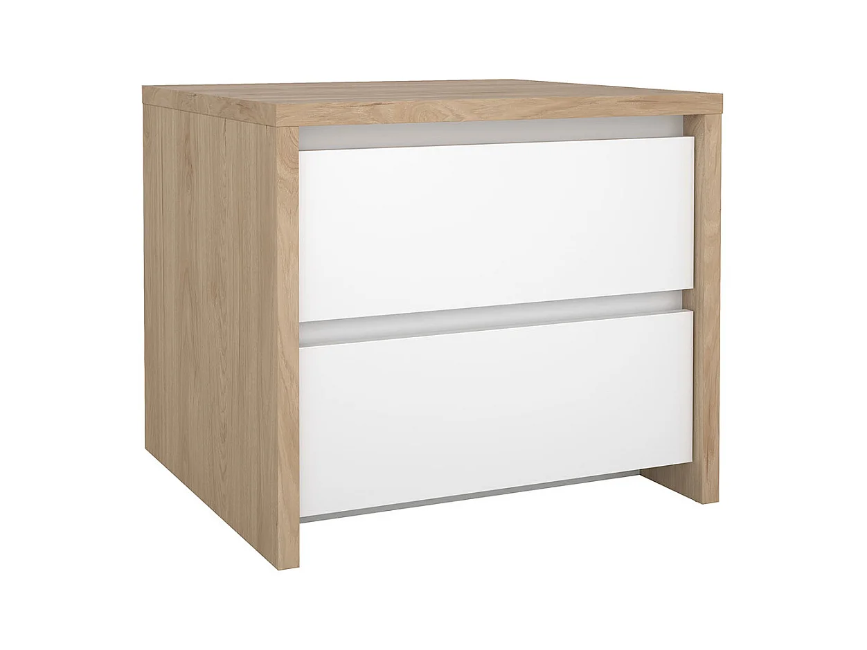 Next table de nuit 2 tiroirs blanc brillant.