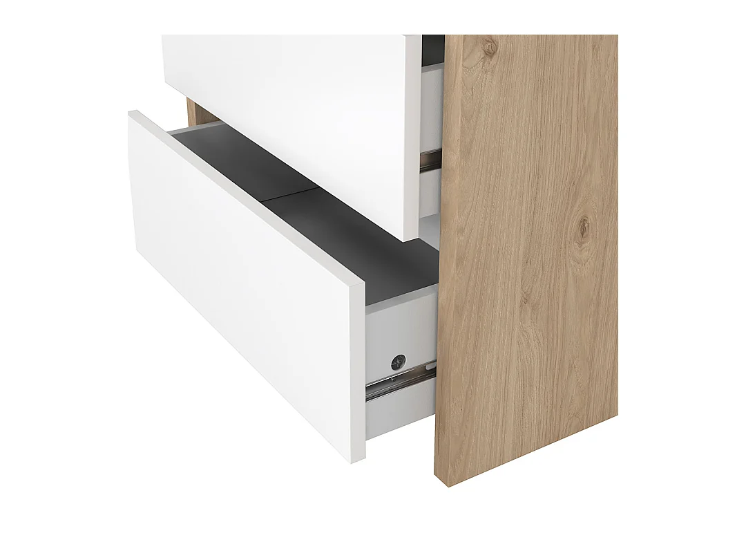 Next table de nuit 2 tiroirs blanc brillant.