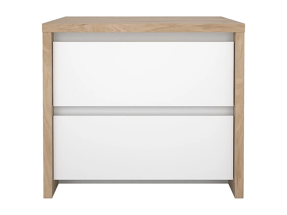 Next table de nuit 2 tiroirs blanc brillant.