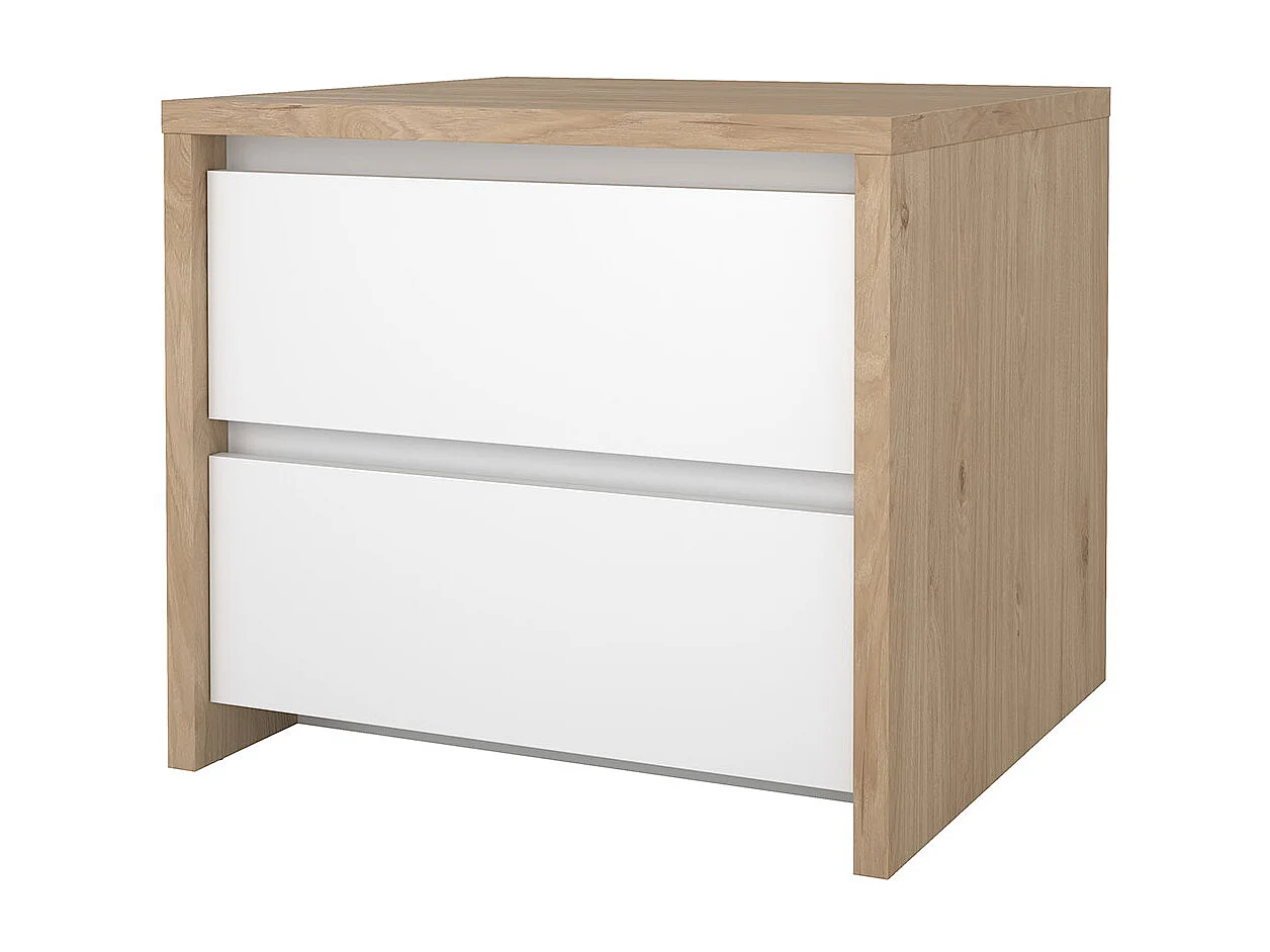 Next table de nuit 2 tiroirs blanc brillant.