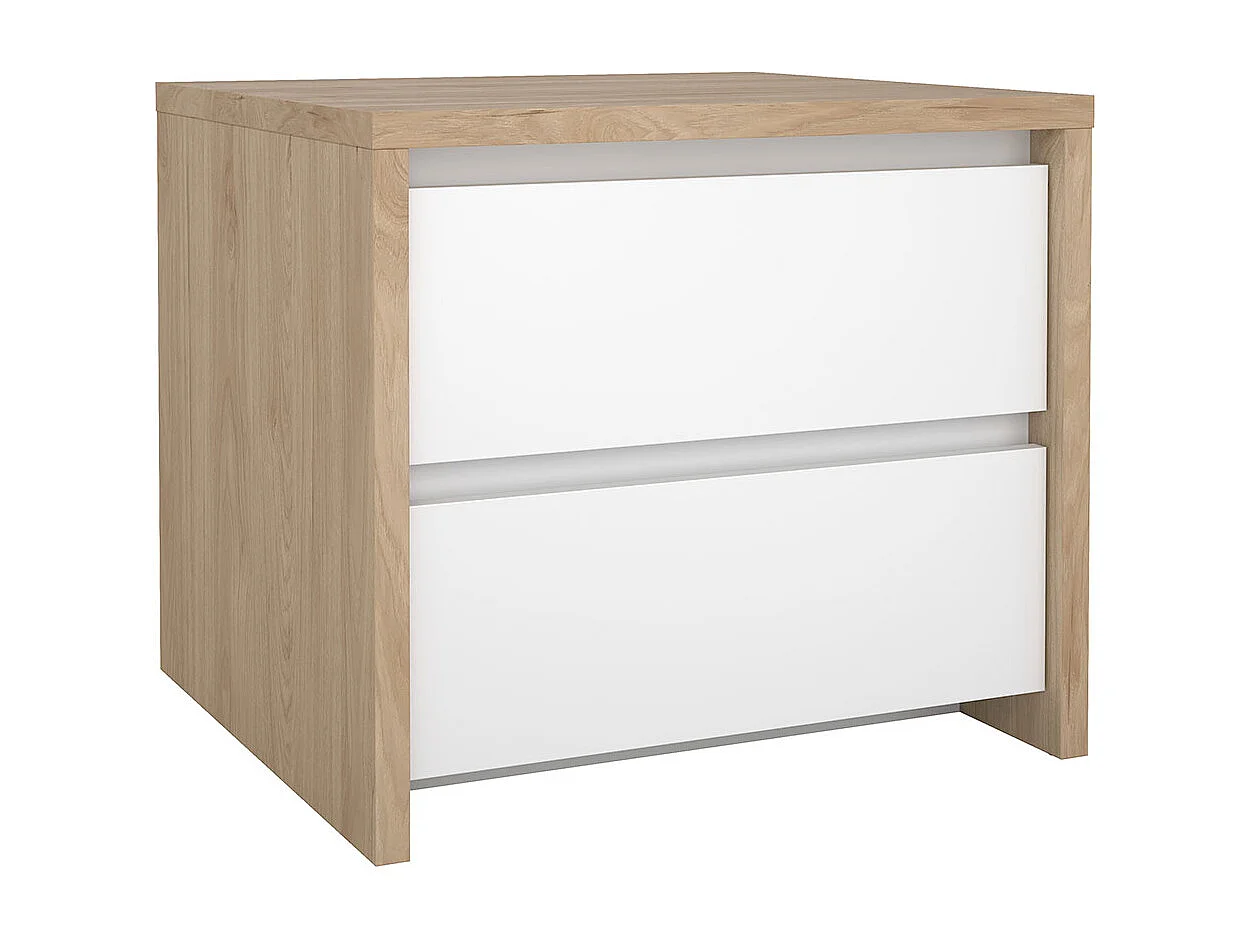 Next table de nuit 2 tiroirs blanc brillant.