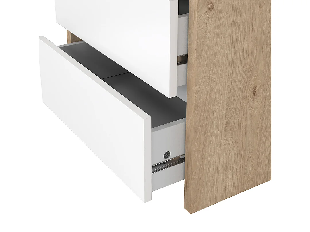 Next table de nuit 2 tiroirs blanc brillant.