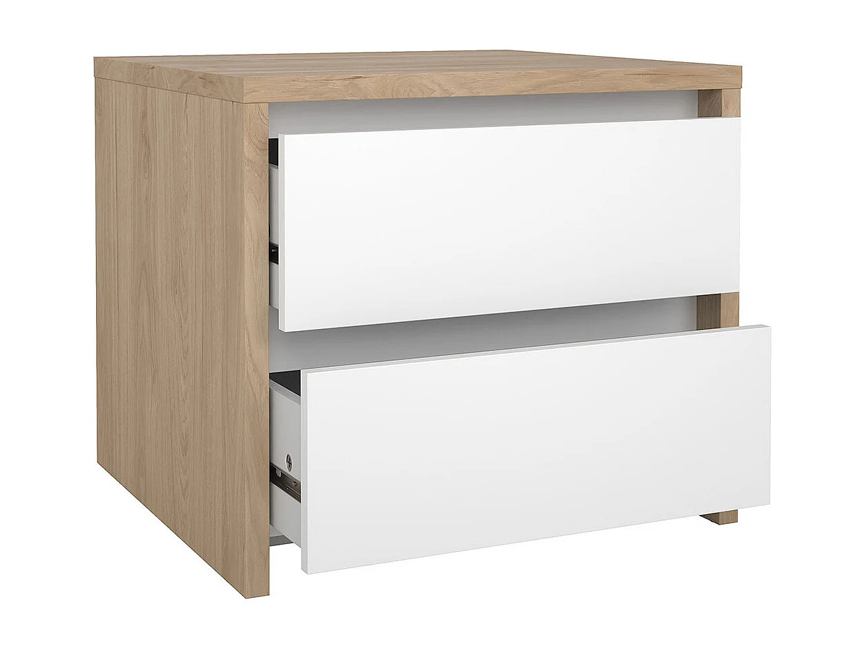 Next table de nuit 2 tiroirs blanc brillant.