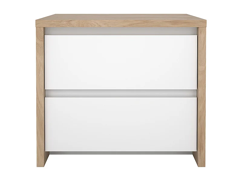 Next table de nuit 2 tiroirs blanc brillant.