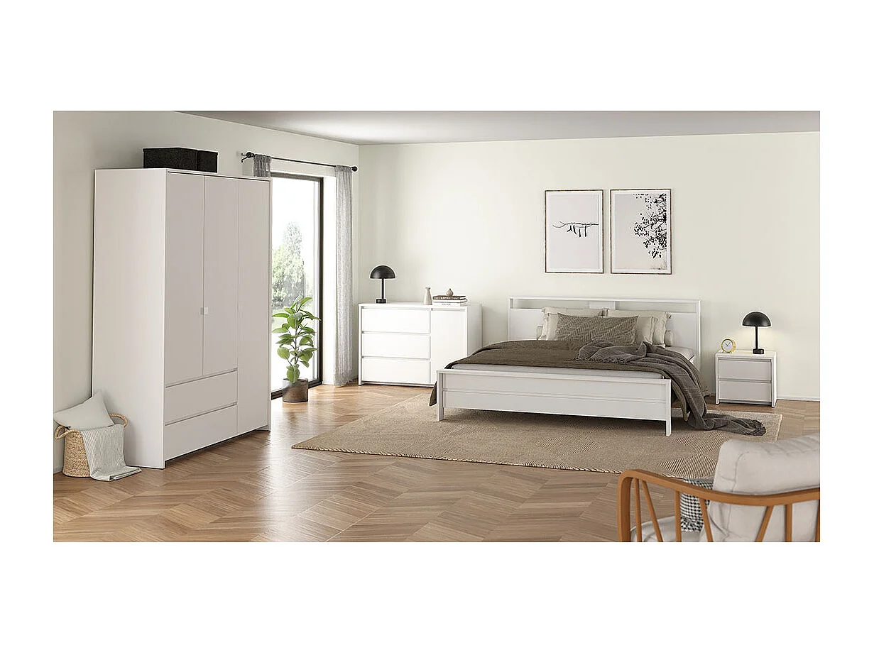 Next table de nuit 2 tiroirs blanc.