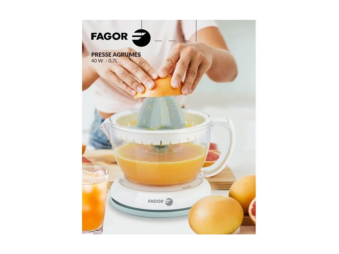 Presse-agrumes électrique - FAGOR - FGPA07 - 700 ml - 2 cônes - Bec verseur