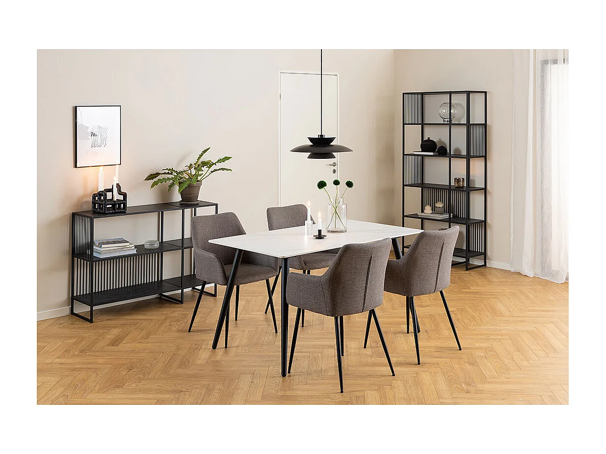 Lizzy chaise de salle à manger avec accoudoirs tissu gris clair.