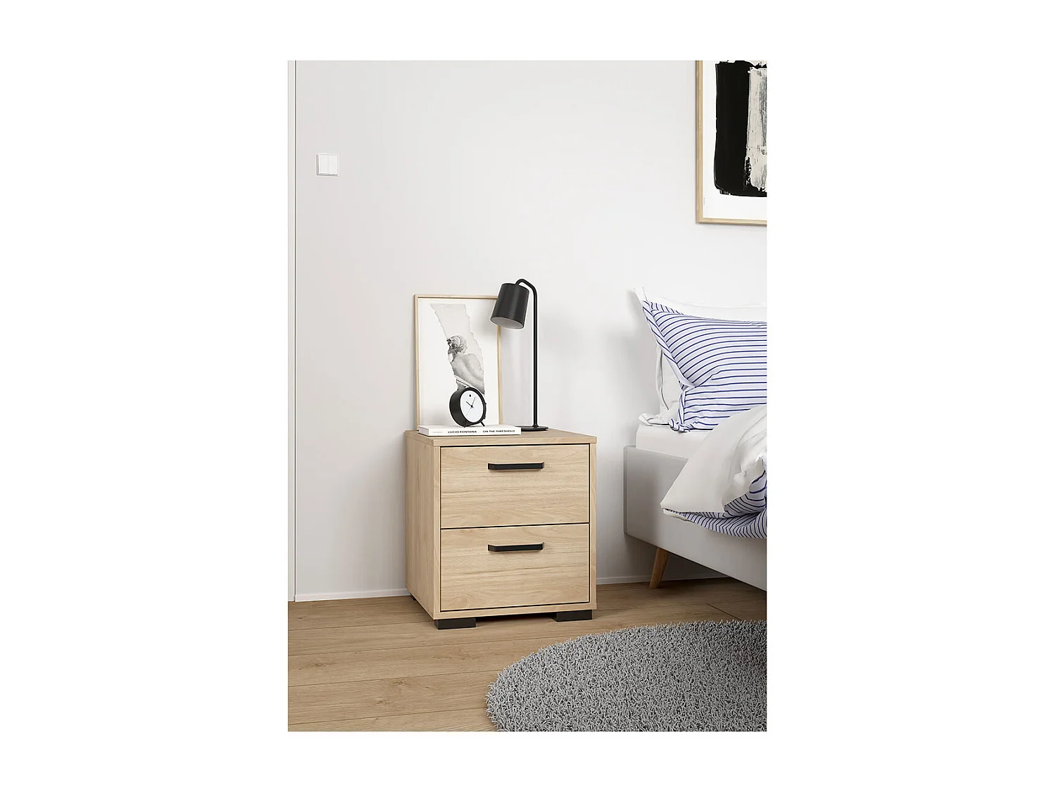 Sofia table de nuit 2 tiroirs chêne décor.