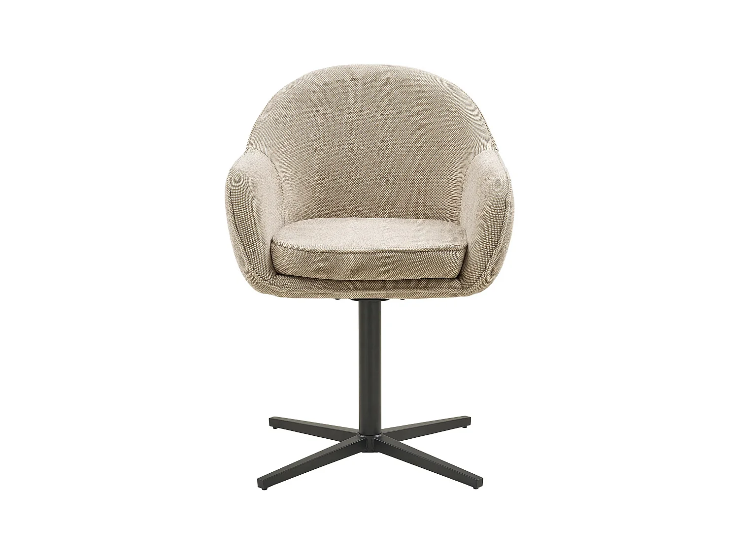 Lot de 2 chaises de salle à manger LUMAN – Tissu beige & pied en acier noir rotatif