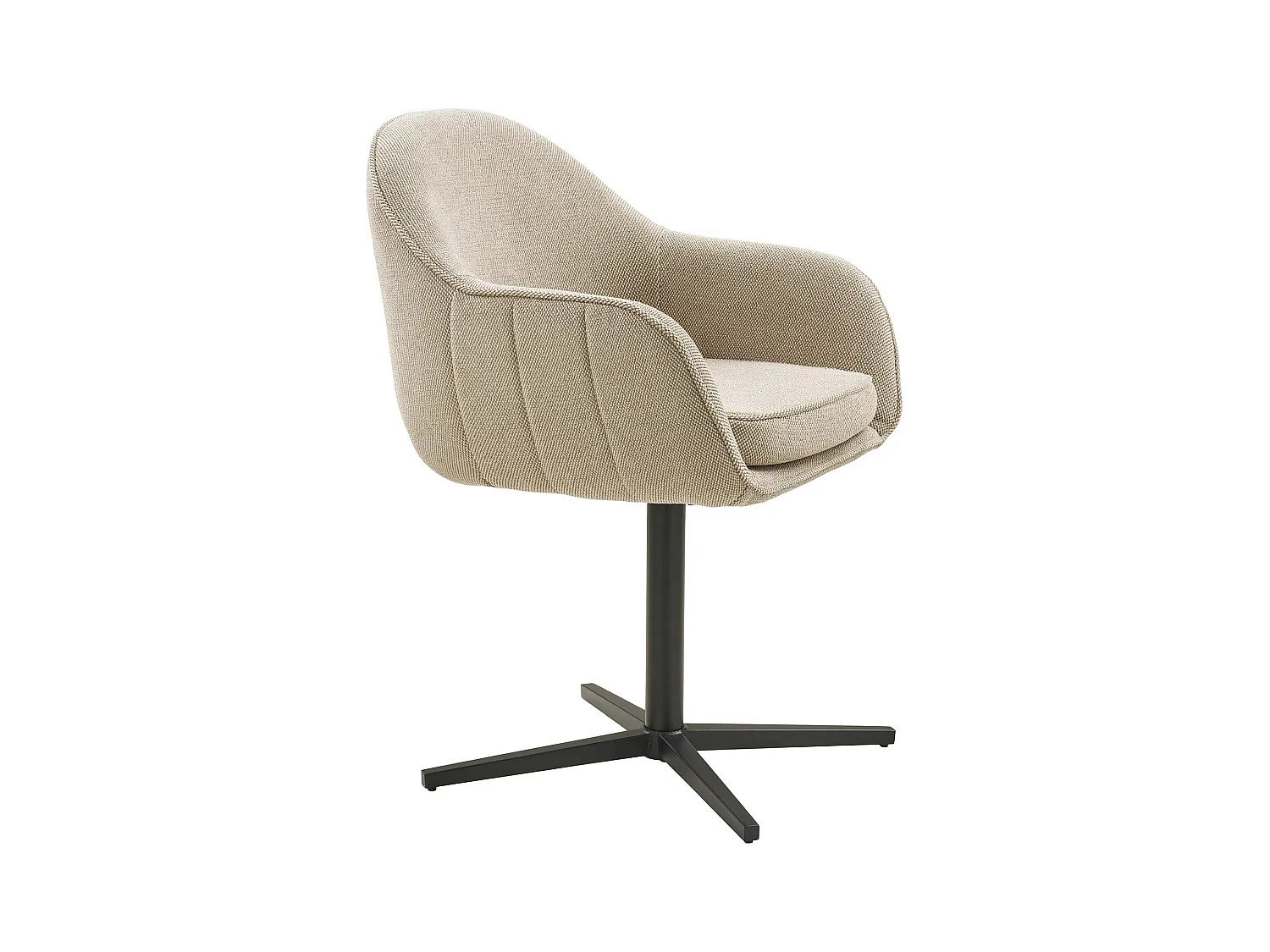 Lot de 2 chaises de salle à manger LUMAN – Tissu beige & pied en acier noir rotatif