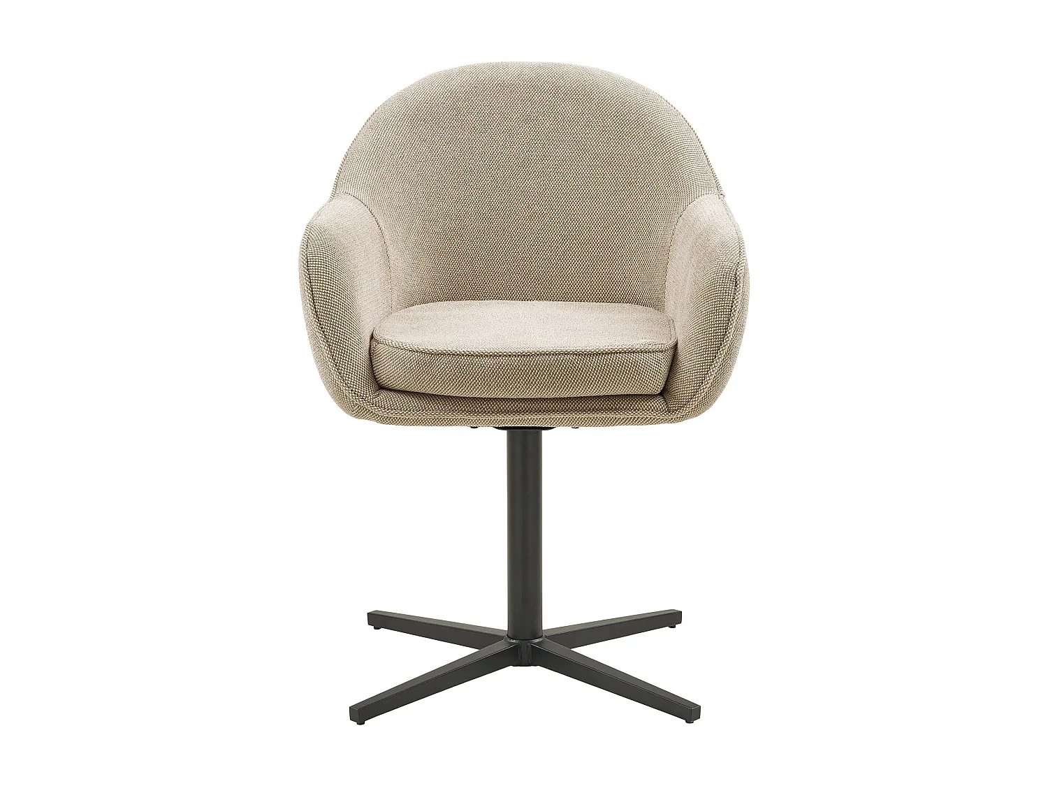 Lot de 2 chaises de salle à manger LUMAN – Tissu beige & pied en acier noir rotatif