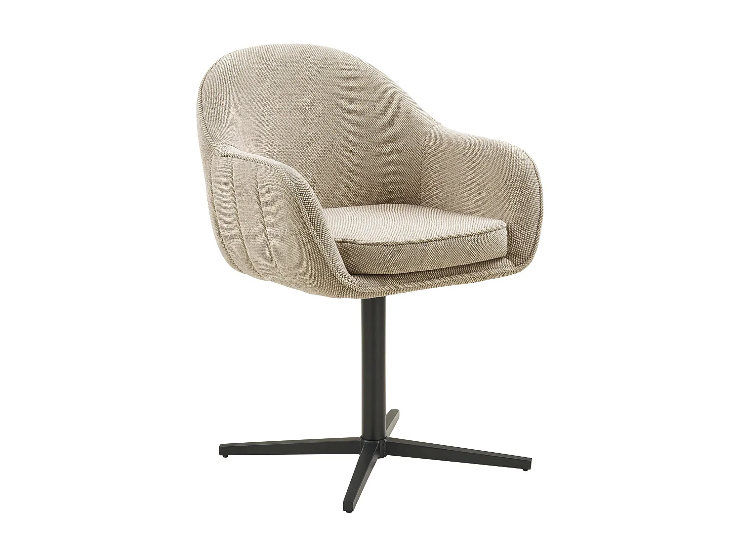 Lot de 2 chaises de salle à manger LUMAN – Tissu beige & pied en acier noir rotatif