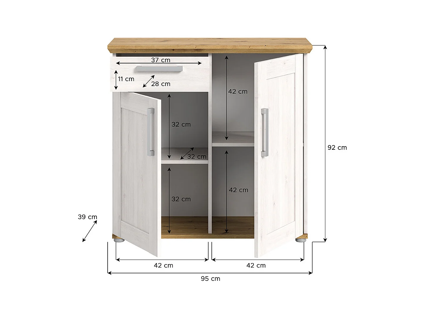 Verona Sideboard 1 Schublade 2 Türen Lärche Dekor.