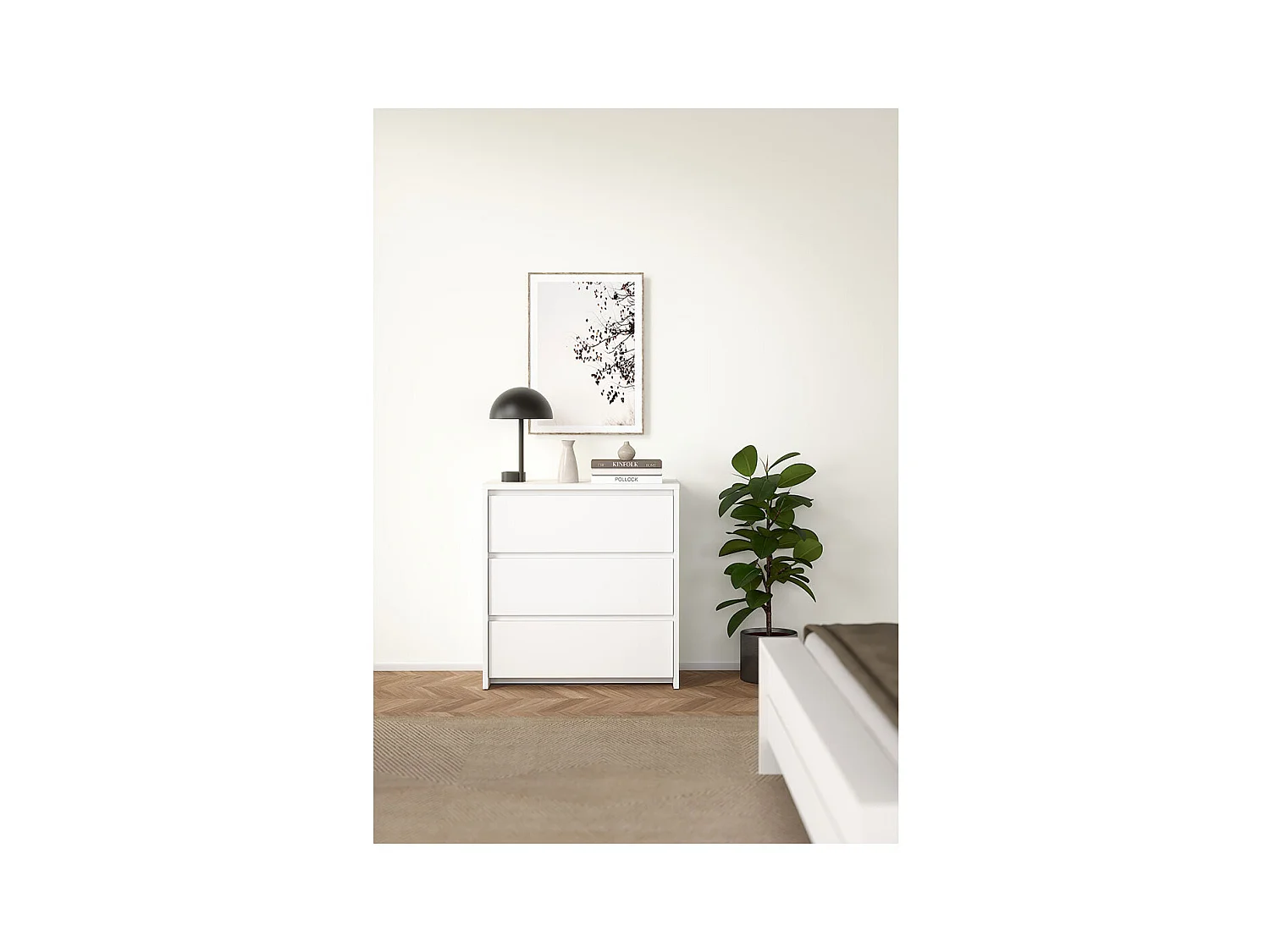 Next Kommode 3 Schubladen weiß.