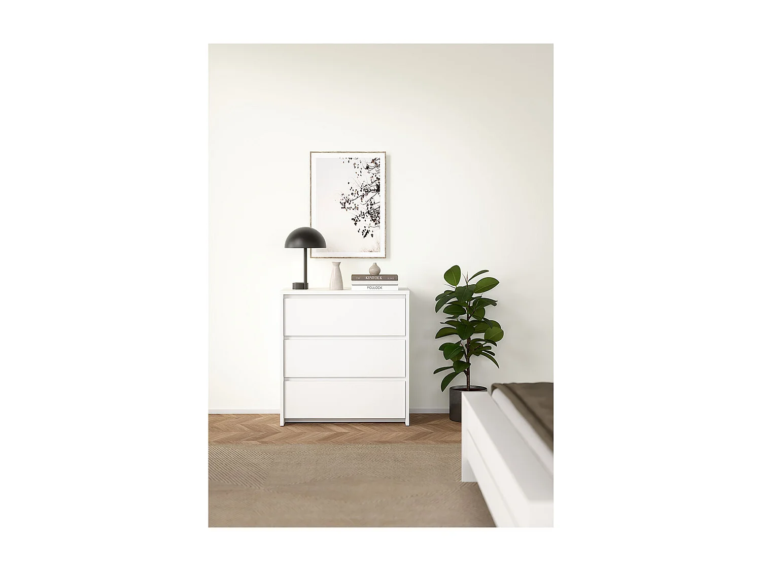 Next Kommode 3 Schubladen weiß.