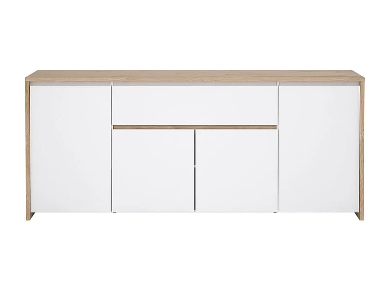 Next Sideboard 4 Türen, 1 Schublade Eichen-Dekor, weiß hochglanz.