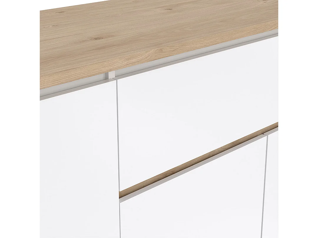 Next Sideboard 4 Türen, 1 Schublade Eichen-Dekor, weiß hochglanz.